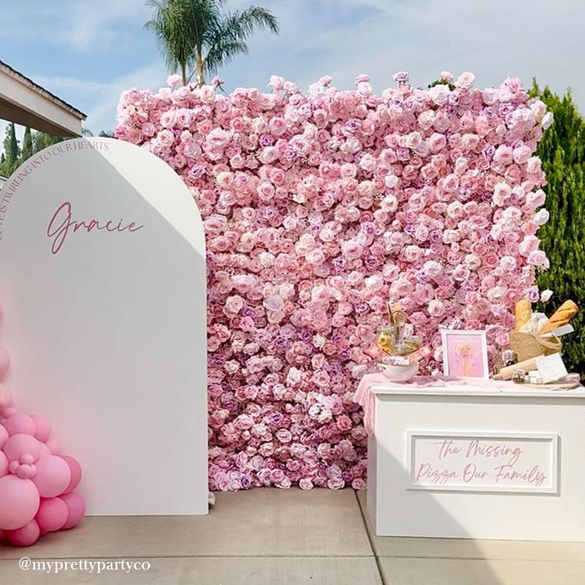 Luxury Pink Floral Backdrop Rental – Elegant Photo & Event Wall